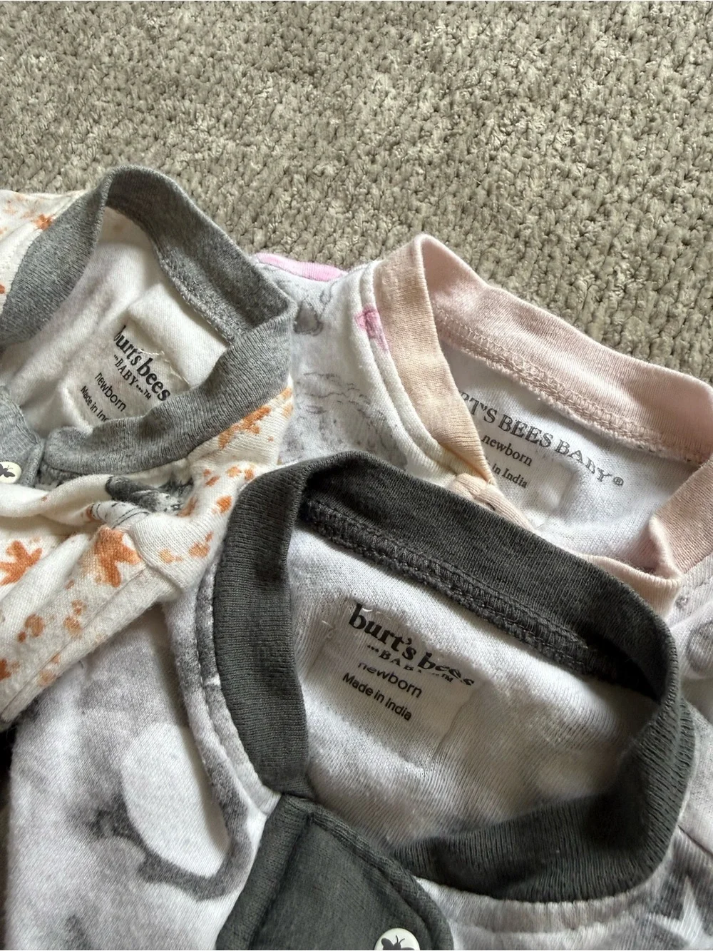 Burt’s Bees Baby Newborn Footie Pajamas Bundle Organic Cotton 3 Piece‎ Set